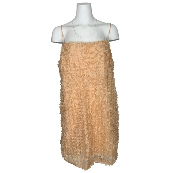 Anthropologie 3D Floral Embellished Mini Dress XL Peach NEW - Picture 2 of 14
